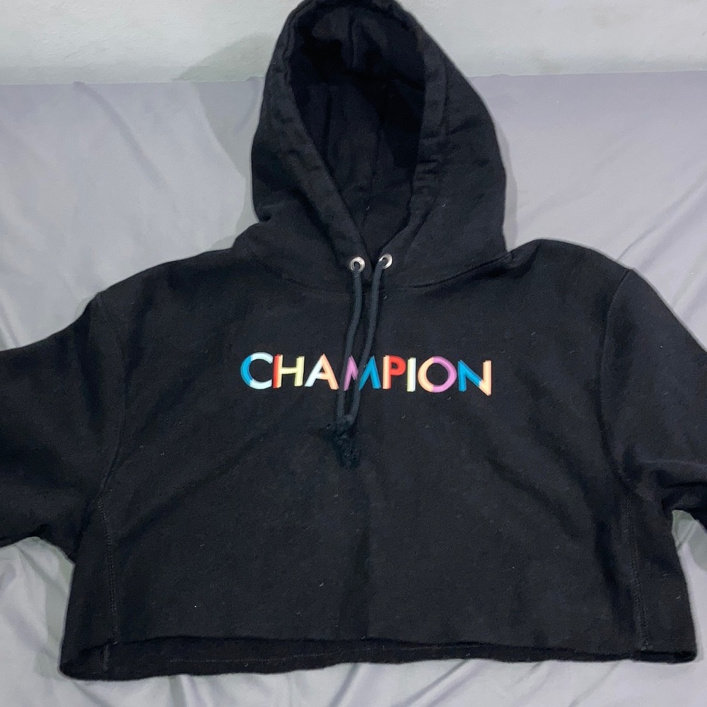 Black champion hoodie crop top